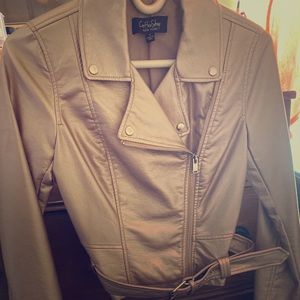 Biker style pearlized pink jacket